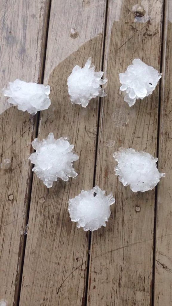 Charmaine Haley took this photo of huge hail stones at Corindi Beach. Charmaine Haley took this photo of huge hail stones at Corindi Beach.